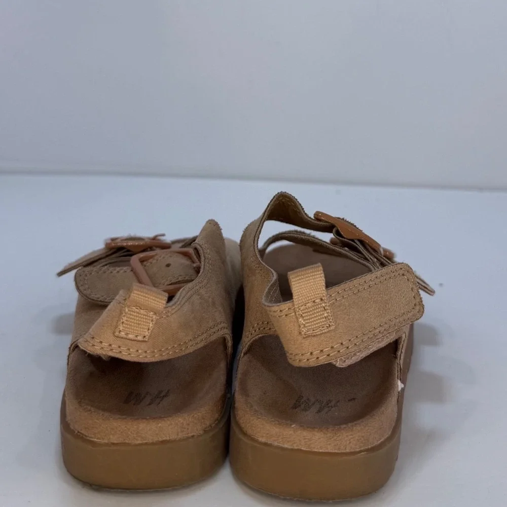 H&M Toddler Tan Faux Suede Double Buckle Strap Sandals Size 10 S-0018